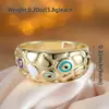 Anillo Ojo de Demonio Dorado Luochen, Anillo con Textura de Escamas Esmaltadas Gota de Aceite, Anillo Estilo Étnico Vintage para Dedo Índice, Venta al por Mayor