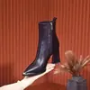 Botas de moda transfronterizas para mujer 2026 otoño e invierno nuevo estilo tacón grueso punta fina botas ajustadas con cremallera lateral botines de tacón alto