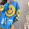 Suéter Grueso de Punto Estilo Coreano Cara Sonriente Oversize Holgado Adelgazante Estilo Perezoso para Mujer Otoño e Invierno Nuevo Suéter para Mujer