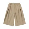 Pantalones Cortos Retro de Color Sólido, Plisados, de Corte Amplio, Estilo Japonés, para Hombre, de Marca Tendencia para Verano, Holgados