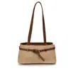 Bolsa Tote Transfronteiriça Linho Nicho Retro para o Dia a Dia Bolsa de Mão Grande Capacidade Toque de Luxo Bolsa de Ombro Bolsa de Ombro Única Feminina