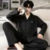 Pijama nuevo de algodón nube para hombre de manga larga talla grande 2026, corte holgado, ropa de estar casual con solapa nueva para primavera/otoño