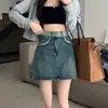 Falda Vaquera Vintage de Otoño para Mujer Talla Grande Forma de Pera, Cintura Alta, Talla Grande, Adelgazante, Bodycon, Falda Corta de Línea A