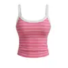 Camisola de rayas de color contrastante para mujer, top deportivo sin mangas, corte ajustado, anti-exposición, elegante top sin espalda