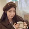 Boina Retro Japonesa para Mujer, Sombrero Octogonal Elegante de Otoño, Versátil, Gorra de Periodista que Afina el Rostro para Otoño e Invierno