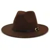 Transfronterizo Nuevo Sombrero de Copa de Lana Negro de 8 Botones Sombrero Jazz de Ala Ancha para Hombre Sombrero de Vestir para Mujer MNDJS493