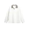 Yidao Vintage 2026 Otoño Nuevo Estilo Americano Moderno Corte Holgado Patchwork de Espiga Cuello Polo Camiseta de Manga Larga