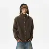 Cardigan de Tricô Botão Gola Alta Novo Outono Inverno Masculino Retro Americano Tendência Simples Versátil Preguiçoso Jaqueta Suéter