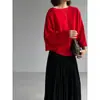 Suéter Jiangzuo 100% Lã Merino Relaxado de Alta Qualidade com Uma Manga para Mulheres, Top de Malha Irregular de Outono 8003