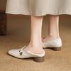 Zapatos de Tacón Grueso de Medio Empeine para Mujer, Mocasines Slip-On de Punta Cuadrada con Camelia Suave Gigante, Estilo Francés que No Cansa los Pies