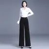 Pantalones de Pierna Ancha de Cintura Alta Estrecha Nuevos para Otoño e Invierno para Mujer Pantalones Adelgazantes Cintura Suelta Trasera talla extra Pantalones Casuales para Mujer