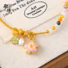 Pulseira Flor de Cerejeira Trevo de Quatro Folhas para Mulheres, Pulseira DIY Colorida com Contas, Design de Nicho, Luxo Leve, Sensação de Alta Qualidade, Pulseira Doce para Mulheres