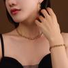 Colar de Corrente Grossa Geométrica Estilo Ins Pulseira Tendência Brincos de Moda Personalizados Conjunto de Joias em Aço Titânio Banhado a Ouro Pulseira