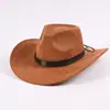 Chapéu de Cowboy Ocidental Venda Quente Transfronteiriça Estilo Étnico Camurça Europeu e Americano Chapéu Jazz Versátil Chapéu de Cowboy Retrô Ocidental