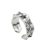 Anillo de pentáculo S925 hip hop multicorte anillo de pentagrama moderno apertura ajustable para hombres y mujeres