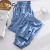 Foto Real de Pantalones Casuales para Mujer Talla Grande, Talla 90 kg, Jeans Finos de Seda de Hielo Primavera/Verano, Corte Holgado, Pantalones Jogger Adelgazantes