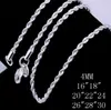 Colar Pulseira Corda Torcida Prata Nova 4mm Transfronteiriça para Homens, Conjunto de Joias Torcidas da Moda para Mulheres Corrente Torcida