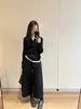 Blusa de Tricô Falsa Duas Peças em Lã de Cordeiro Awencoa Feminina Outono/Inverno Novo Design Base de Costela Elástica