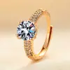 Anillo de Diamante de Piedra de Alto Carbono Popular de Dos Quilates Transfronterizo de Comercio Exterior Anillo de Diamante de Boda Sencillo para Mujer Joyería Ajustable Venta al por Mayor