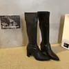 Elegantes y minimalistas botines de estilo coreano para mujer, nueva colección otoño/invierno 2026, caña alta, tacón grueso, adelgazantes, puntera fina, botas de moda
