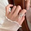 Anillo de Lazo de Plata Esterlina S925 para Mujer, Exquisito Diseño de Cinta, Costuras Lineales, Estilo Dulce de Ballet, Anillo Abierto