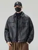 Jaqueta Masculina 2026 Outono Nova Retro Merade Couro PU Masculina Tendência Solta Motociclista Gola Lapela Roupa Exterior Outono
