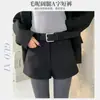 Novedad 2025 Pantalones Cortos de Lana para Mujer, Shorts de Traje Adelgazantes de Cintura Alta para Otoño e Invierno, Pantalones Casuales de Pierna Ancha, Shorts tipo Bota con Cinturón