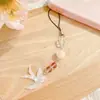 Lótus Cristalizado Lírio do Vale Estilo Nacional Lótus Corrente de Celular com Contas Chaveiro Pingente de Bolsa Joia Exquisita Presente para Mulheres