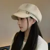 Gorro Octagonal de Lana para Mujer Otoño e Invierno 2026 Gorro de Artista Vintage que Hace que la Cara Parezca Más Pequeña, Boina Versátil
