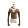 Suéter de manga larga con cordones y cuello halter de estilo europeo y americano para mujer, otoño 2023, nueva camiseta ajustada elástica para chica sexy