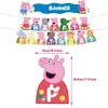 Decoración para Fiesta de Cumpleaños Infantil Nueva Temática de Peppa Pig Suministros Bandera Rosa de Cerdito Juego de Inserts para Pastel