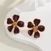 Explosões Europeias e Americanas Temperamento Gota de Óleo Brincos de Flor Moda Feminina Atmosfera de Luxo Leve Alto Senso S925 Brincos Brincos Atacado