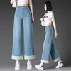 Jeans Acampanados Casuales de Verano 1080 para Mujeres de Mediana Edad Estilo Chino Encaje Pantalones tipo Mamá para Primavera y Otoño para Personas de Mediana Edad y Mayores