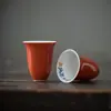 Taza de té de Alumbre Rojo escrita a mano de la Dinastía Tang y Song, Taza de té individual de Cerámica Azul y Blanca con Caligrafía, Taza de té Chibi Fu de Su Dongpo