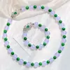 Conjunto de Pulsera y Collar de Jade Violeta Imitación Jade Imperial Verde de Alta Calidad Regalo del Día de la Madre
