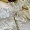 Encaje Plisado con Cuentas de Organza de 8 cm Material de Encaje Popular de Flor de Cinta Fruncida para Manualidades