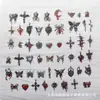 Accesorios de Estilo Oscuro Estilo Europeo y Americano Mariposa Negra Pistola Cruz de Rosa Colgante Pulsera de Cuentas DIY Collar