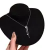 Collar Largo con Borla de Perlas Brillantes y Diamantes Estilo Francés para Mujer, Temperamento de Lujo Ligero, Cadena para Clavícula de Gama Alta