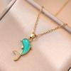 Collar de mujer estilo japonés-coreano, elegante collar de delfín con gota de aceite de color, cadena de clavícula de acero de titanio para celebridades de Internet.