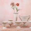 Adornos de Jarrón Cáliz Estilo Europeo Clásico Hierro Forjado Retro Blanco Arreglo Floral para Sala de Estar Mesa de Comedor Maceta para el Hogar