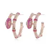 Pendientes de Diamantes Brillantes Micro-Incrustados Nuevos de Estilo Europeo y Americano Exagerados, Pendientes Geométricos Simples Creativos Retro de Moda con Forma de Serpiente