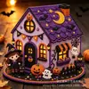 Enfeites de Casa Miniatura de Natal Halloween Madeira DIY Montagem Manual Atmosfera de Festival Decoração de Mesa