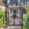Portão de Pátio Estilo Europeu Arco de Portão Treliça para Flores Trepadeiras ao Ar Livre Jardim Arte em Ferro Arco de Portão Villa Rosa Flores Frescas Estrutura para Trepadeiras