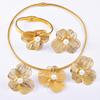 Collar con traje de flor de perla hueca exagerada con personalidad, anillo de titanio, pendientes de circonita de dos piezas, pulsera de primavera