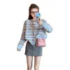Cardigan de punto simple y casual estilo coreano para principios de otoño de 2026, versátil para mujeres ligeramente rellenitas, chaqueta superior versátil holgada y casual