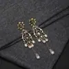 Brincos de Franja de Pérola Estilo Flor de Agulha de Prata Gota d'Água, Brincos Vintage Estilo Hong Kong Levemente Luxuosos e Elegantes