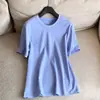 Qing 2026 Verano Nuevo Casual Temperamento Terciopelo Algodón Corta Ajustada Básica Camiseta Mujer Mayoreo B4CT1207
