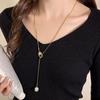Nuevo Collar de Perlas con Borla Cadena para Suéter de Otoño e Invierno Lujo Accesible Joyería con Colgante de Perlas de Alta Gama Accesorios de Collar Largo para Mujer