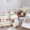 Conjunto de tres piezas de algodón puro con diseño de oso de dibujos animados para niños, colchón para la siesta del bebé, cojín con núcleo de edredón, conjunto de ropa de cama de seis piezas