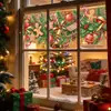 Rama de pino navideño con lazo Colgante Calcetín navideño de dibujos animados Hombre de jengibre Pegatina para ventana Decoración del hogar Pegatina electrostática para vidrio